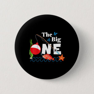 Kids Fishing The Big One Year 1st First Birthday L 6 Cm Round Badge