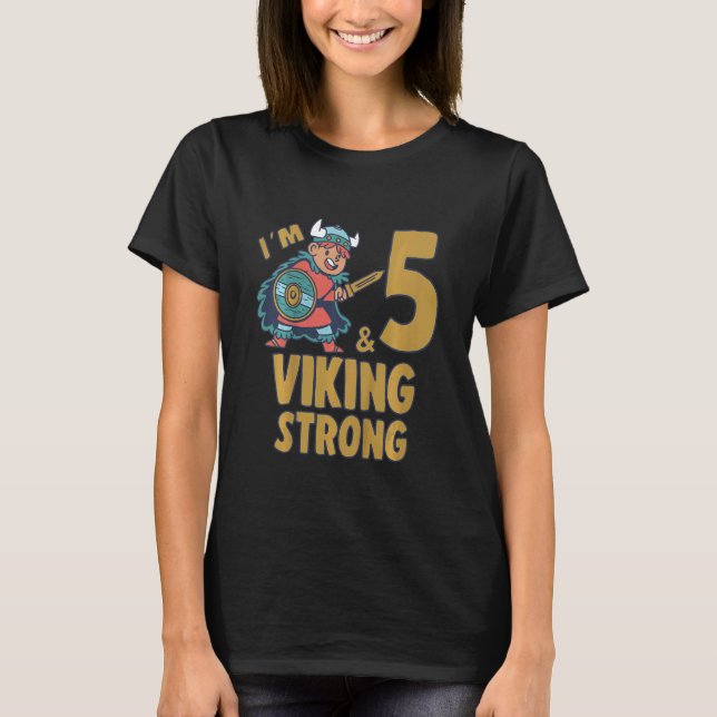 Kids Five 5yr 5th Viking Birthday Boy I´m 5 Years  T-Shirt (Front)