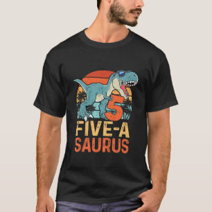 Kids Five Dino Saurus Rex 5th Birthday Dinosaur 5  T-Shirt