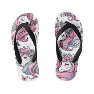  Kids' Flip-Flop Design – Pink Unicorns Kid's Thongs
