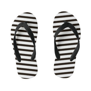 Kids Flip Flops-Black & White Stripes Kid's Thongs