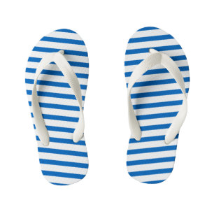 Kids Flip Flops-Royal Blue & White Stripes Kid's Thongs