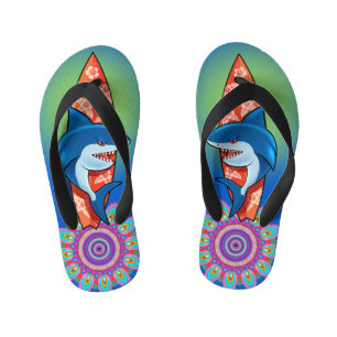Kids Flip Flops Shark surf hippy boho