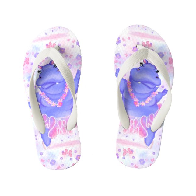 Kid's Flip Flops with Ballerina Hippo (Footbed)