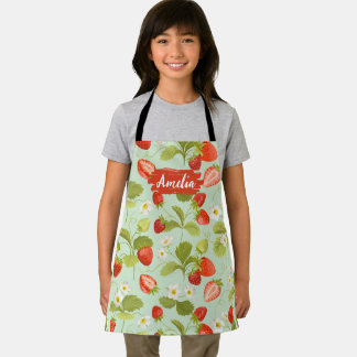 Kids Floral Personalised Apron, Cook Baking BBQ Apron