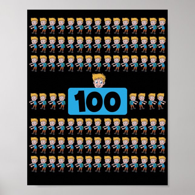 Kids Floss Dance Boy 100 Days Of School Project Poster (Front)