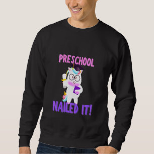 Kids Flossing Unicorn Preschool Graduation Cap Dip Sweatshirt