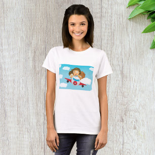 Kids Flying Aeroplane Cartoon Fun Aviation T-Shirt
