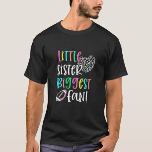 Kids Football Little Sister Biggest Fan Leopard Re T-Shirt