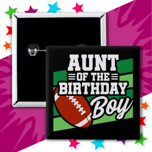 Kids Football Party Aunt of the Birthday Boy 15 Cm Square Badge