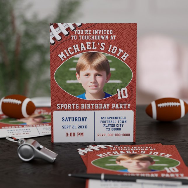 Kids Football Party Birthday Invitation (Hup-py Birthday! Perfect party invitation for the american football fan)