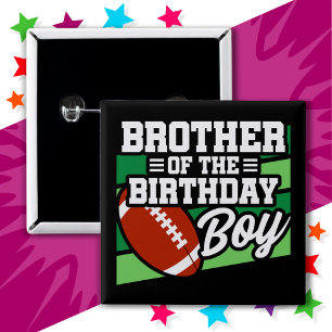 Kids Football Party Brother of the Birthday Boy 15 Cm Square Badge