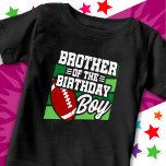 Kids Football Party Brother of the Birthday Boy Baby T-Shirt<br><div class="desc">This football birthday party design is perfect for the brother of the birthday boy at a boy's football theme birthday party. Great birthday party idea for kids that love to play football, watch football or future football star players! Features 'Brother of the Birthday Boy' w/ a football on a football...</div>