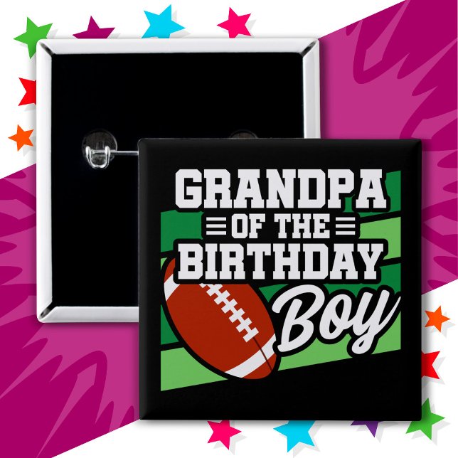 Kids Football Party Grandpa of the Birthday Boy 15 Cm Square Badge (Creator Uploaded)