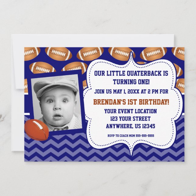 Kids Football Photo Birthday Invitation (Front)