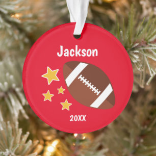 Kids Football Stars Red Personalised Ornament
