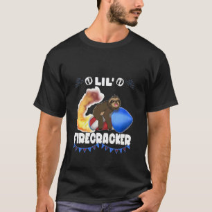 Kids For Boy Little Sloth Flies Fireworks T-Shirt