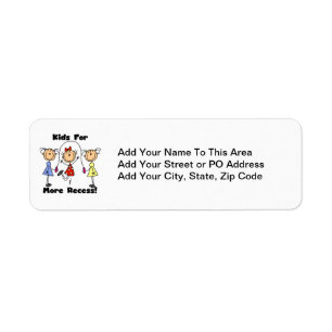 Kids For More Recess Return Address Label