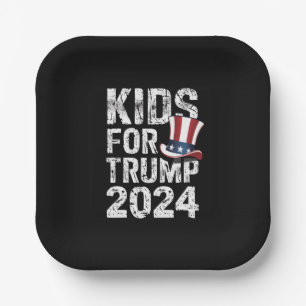 Kids For Trump USA Election 2024 Paper Plate