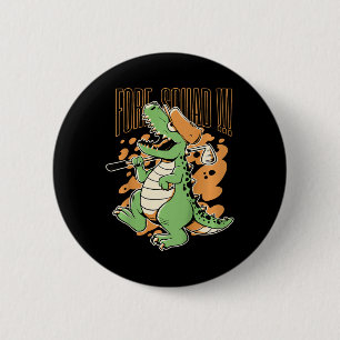Kids Fore Squad T-rex Dinosaur Golf Player Graphic 6 Cm Round Badge