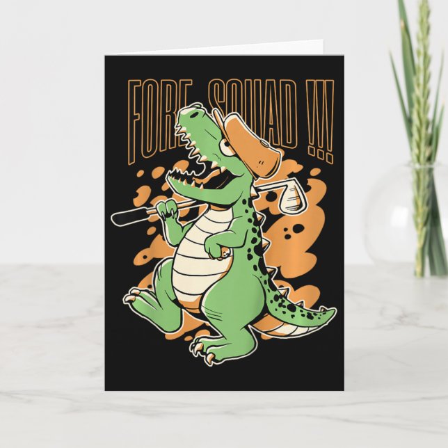 Kids Fore Squad T-rex Dinosaur Golf Player Graphic Card (Front)
