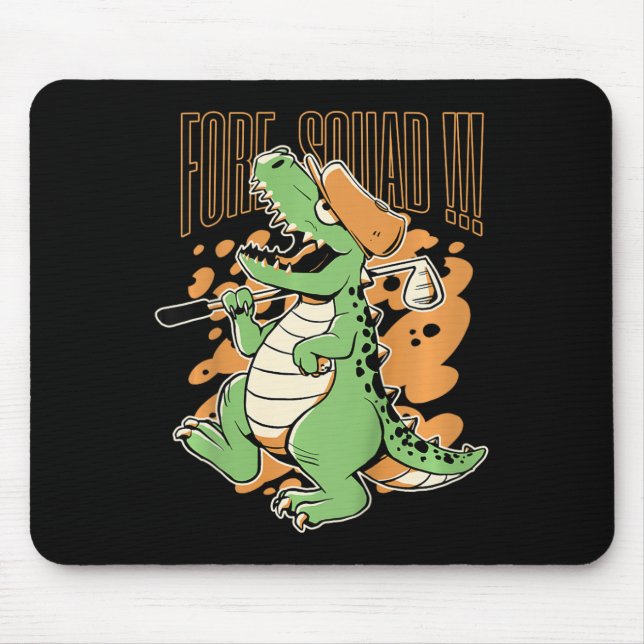 Kids Fore Squad T-rex Dinosaur Golf Player Graphic Mouse Pad (Front)