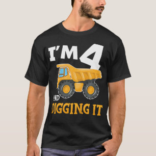 Kids Four 4Yr 4Th Birthday Construction Boy 4 Year T-Shirt