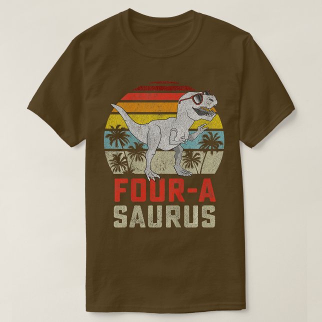 Kids Four a Saurus Birthday  Rex 4 Year Old Dino 4 T-Shirt (Design Front)