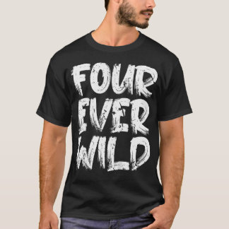 Kids Four Ever Wild 4Th Birthday Celebration Kids  T-Shirt
