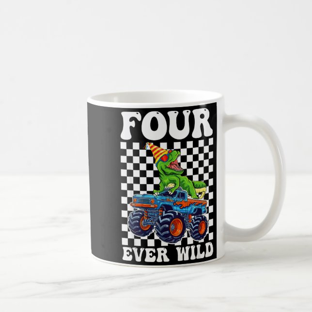 Kids Four Ever Wild Dinosaur Monster Truck 4th Bir Coffee Mug (Right)