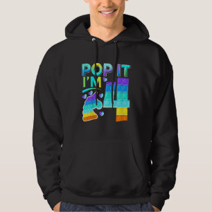 Kids Four Pop It I'm 4 Cute Unicorn Birthday Fidge Hoodie