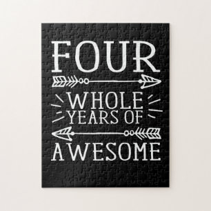 Kids Fourth Birthday Boy, 4 Year Old Birthday Boy Jigsaw Puzzle