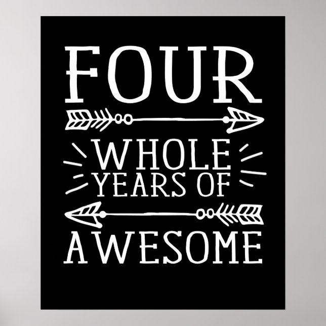 Kids Fourth Birthday Boy, 4 Year Old Birthday Boy Poster (Front)