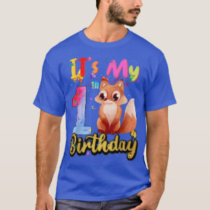 Kids Fox 1th Birthday 1 Years Old Fox Birthday T-S T-Shirt