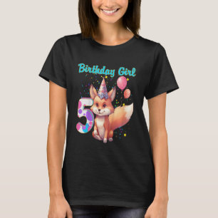 Kids Fox Animal  5th Birthday Girl Fox Bday 5 year T-Shirt