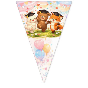 Kids Fox Bear Bunny Woodland Graduation  Bunting