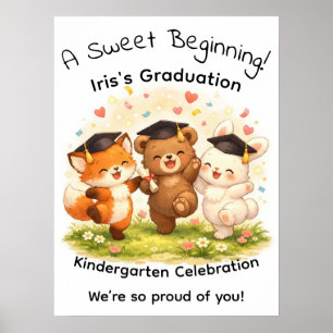 Kid's Fox Elephant Bunny Graduation Party  Poster
