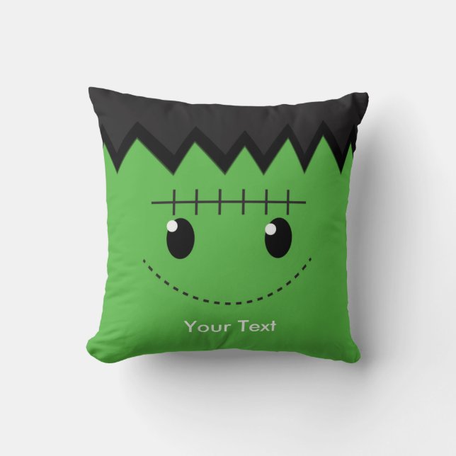 Kids Frankenstein Halloween Cute Room Throw Pillow (Front)