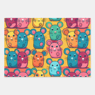 Kids-Friendly Bright & Charming Rats Wrapping Paper Sheet