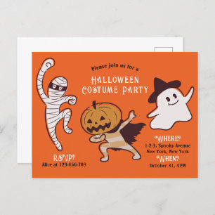 Kids Friendly Not-So-Scary Halloween Costume Party Postcard