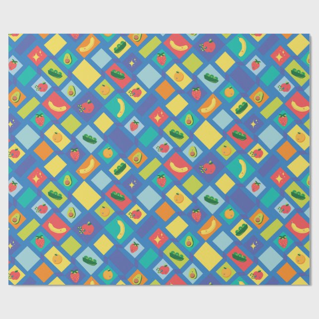 Kids Fruit and Veggie Wrapping Paper (Flat)
