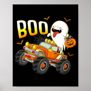 Kids Fun Boo Riding Monster Truck Halloween Costum Poster
