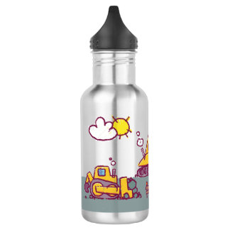 Kids Fun Construction Site and Vehicles 532 Ml Water Bottle