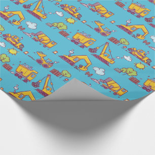 Kids Fun Construction Site & Vehicles Wrapping Paper