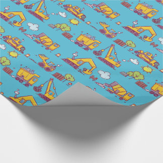 Kids Fun Construction Site & Vehicles Wrapping Paper
