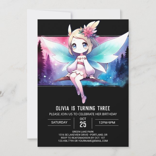 Kids Fun Fairy Birthday Invitation (Front)