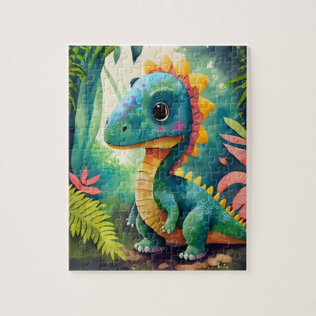 Kids Fun Game Colourful Cute Dinosaur Jigsaw Puzzle (Vertical)