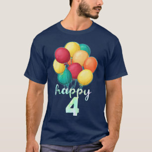 Kids Fun Happy 4 Year Old Colorful Balloons 4th Bi T-Shirt