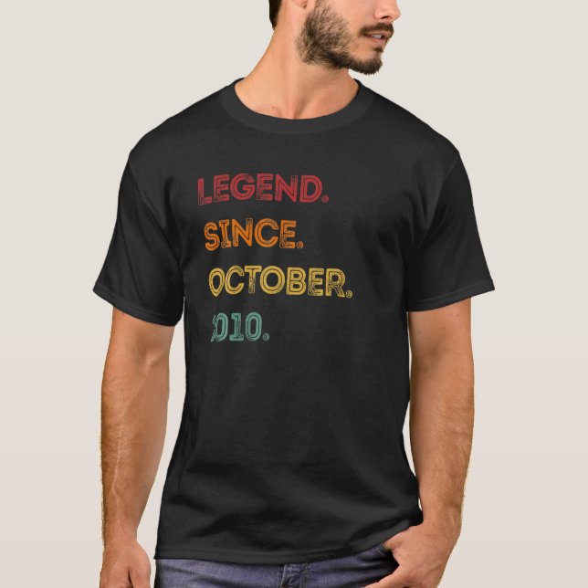 Kids Fun Legend Since October 2010 10th Birthday G T-Shirt (Front)