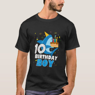 Kids Funny 10 Years Old Shark Ocean-Theme Party 10 T-Shirt
